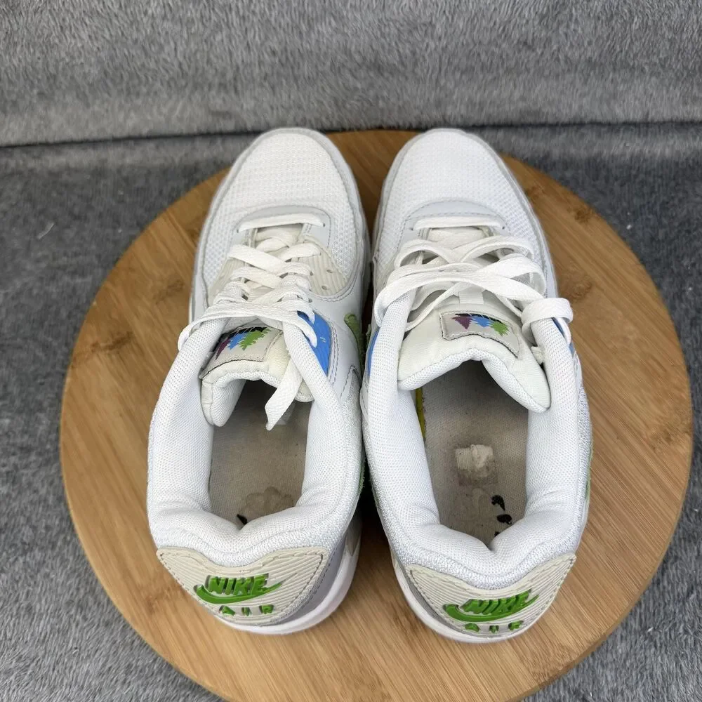 Nike Air Max 90 Shoes Boys Size 7Y White Gray Green Running Sneakers DV3483-100